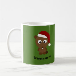 Taza De Café ¡Gracioso Beaver-y Merry! Santa Beaver