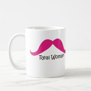 Taza De Café Gracioso bigote de mujeres reales rosadas y negras