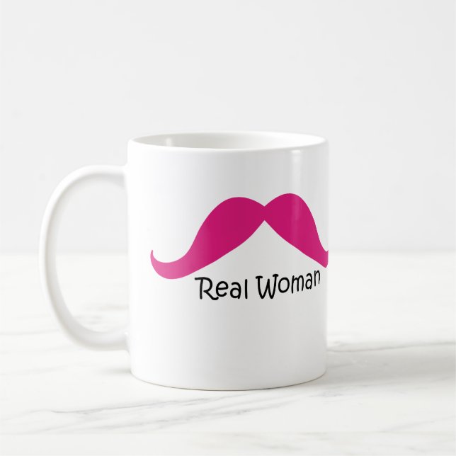 Taza De Café Gracioso bigote de mujeres reales rosadas y negras (Izquierda)