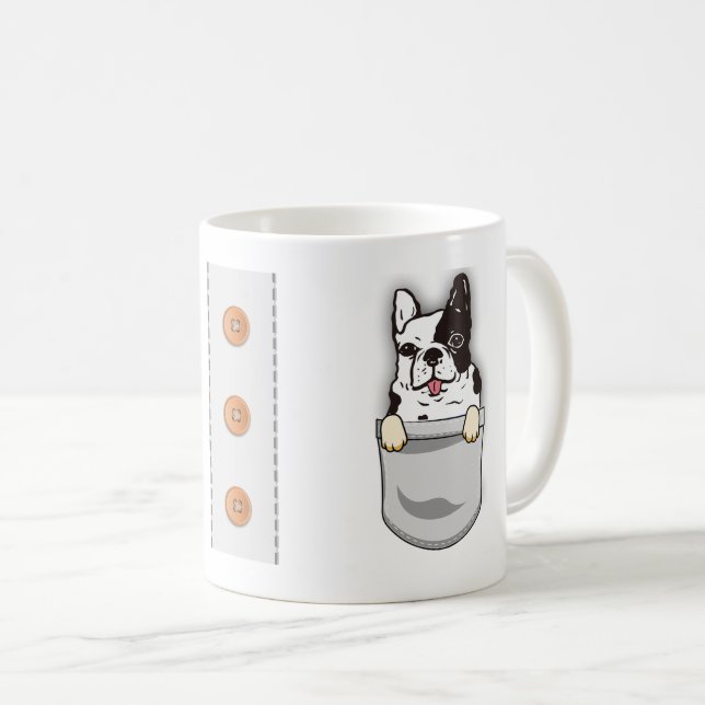 Taza De Café Gracioso bolsillo Bulldog francés engendrar Perro  (Anverso derecho)