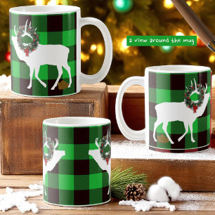 Taza De Café Gracioso Búfalo Verde Tapado Elk Pooh Wreath