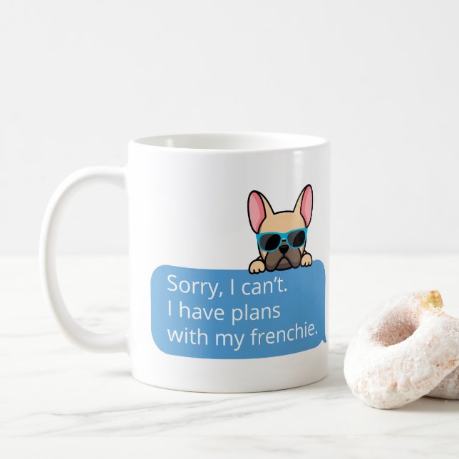 Taza De Café Gracioso Bulldog francés Mug (Con donut)