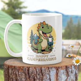 Taza De Café Gracioso café de Dinosaurio que bebe café al aire 