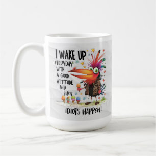 Taza De Café Gracioso café de pájaro raro - Suceden idiotas