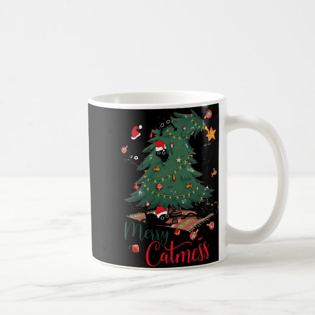 Taza De Café Gracioso Cat Árbol de Navidad Merry Catamaranes Ca (Derecha)