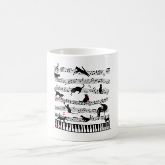 Taza De Café Gracioso Cat Music Note, Regalo Para Piano Player,