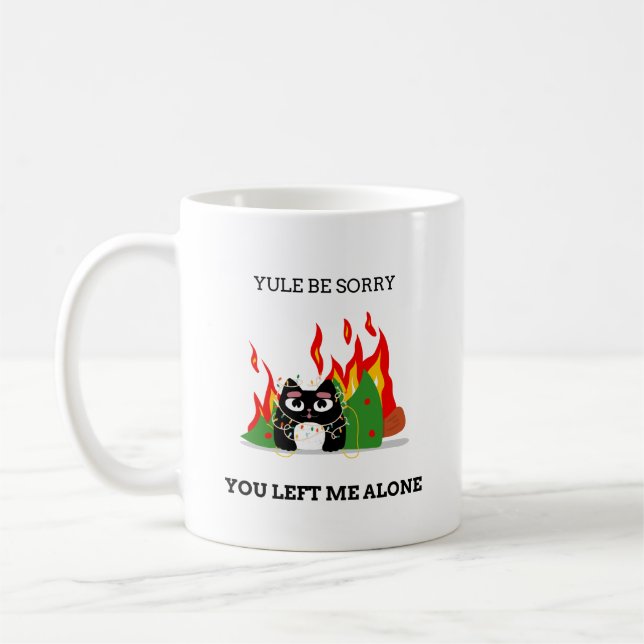 Taza De Café Gracioso Cat-Yule Be Sorry-Navidades (Izquierda)
