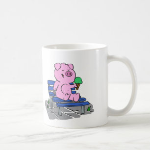 Taza De Café Gracioso cerdo comiendo helado elegir el color d