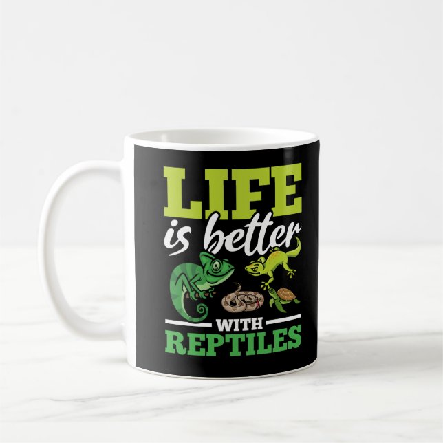 Taza De Café Gracioso Chameleon Snake Gecko Turtle Reptile Love (Izquierda)