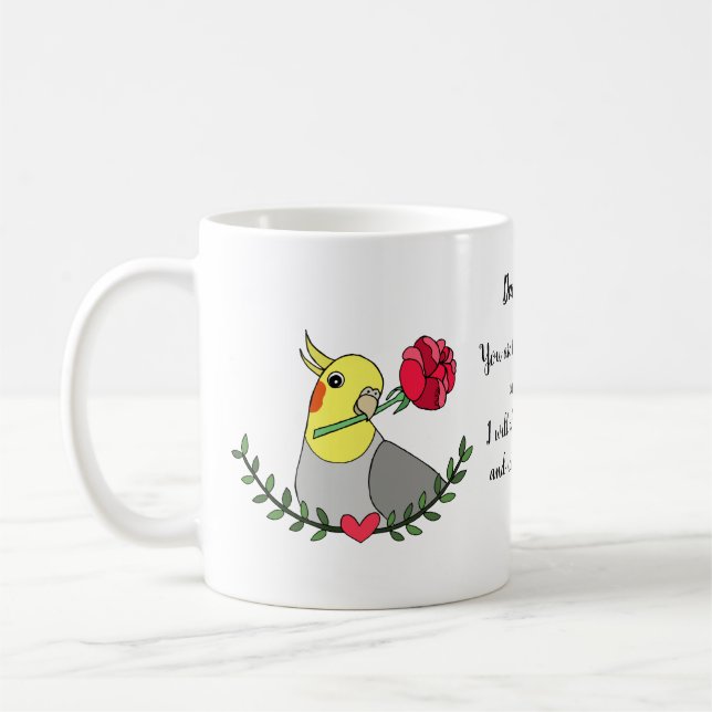 Taza De Café Gracioso Cockatiel Mom Gift Bird Lover Nombre pers (Izquierda)