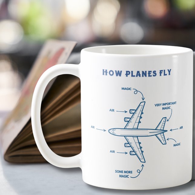 Taza De Café Gracioso cómo vuelan los aviones piloto o tripulac (Subido por el creador)