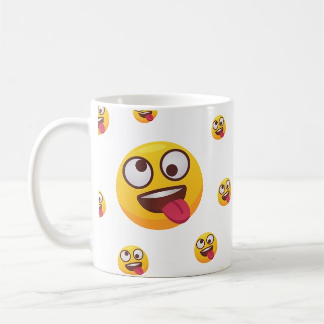 Taza De Café "Gracioso diseño de Emoji de tongue de corte" (Izquierda)