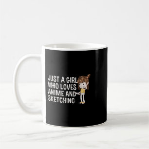 Taza De Café Gracioso Diseño De Esbozos De Anime Para Chicas Y 