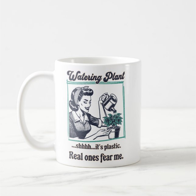 Taza De Café Gracioso diseño retro de planta Lover (Izquierda)