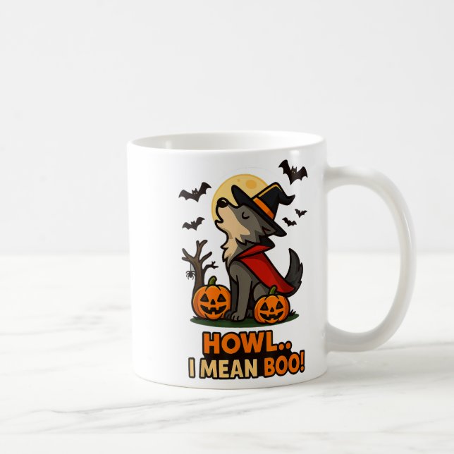 Taza De Café Gracioso disfraz de Halloween en Wolf - Sin embarg (Derecha)