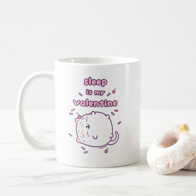Taza De Café Gracioso El día de San Valentín Kitty Cat (Con donut)