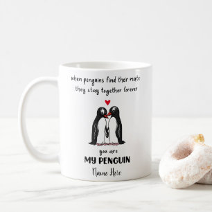 Taza De Café Gracioso El día de San Valentín pingüino