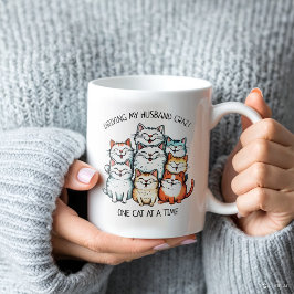 Taza De Café Gracioso esposo de la dama de Gato Cita Mug