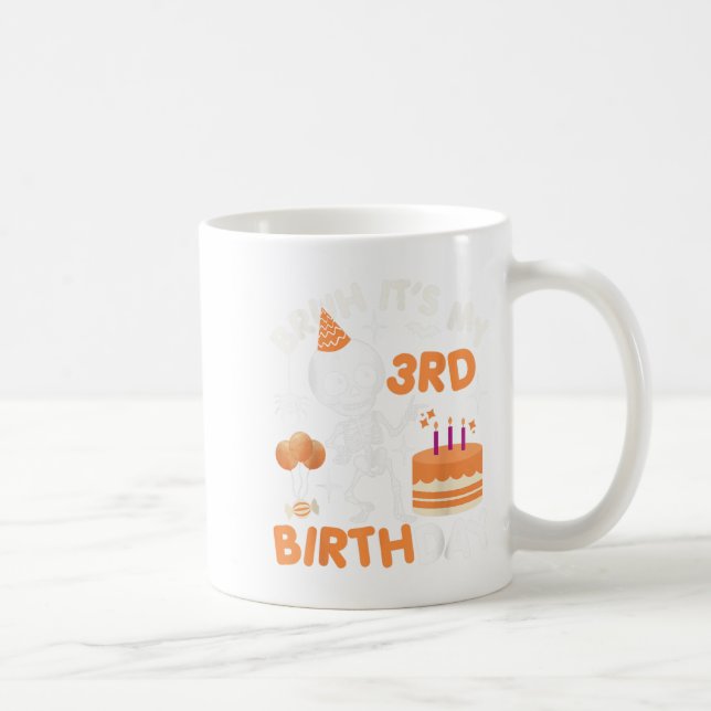 Taza De Café Gracioso esqueleto de cumpleaños de Halloween, Bru (Derecha)