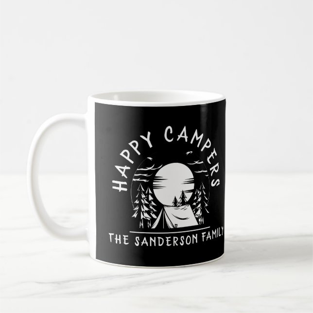 Taza De Café Gracioso Feliz Campers Nombre Familia Camping Trip (Izquierda)