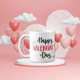 Taza De Café Gracioso Feliz Día de San Valentín Gato Negro