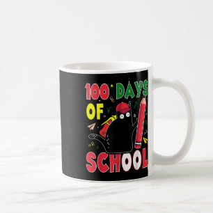 Taza De Café Gracioso gato 100 días de escuela Gatito Lápiz 100
