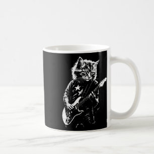 Taza De Café Gracioso Gato De Rock Tocando Guitarra Para Música