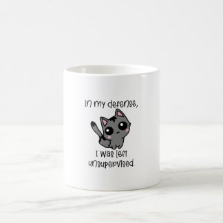 Taza De Café Gracioso gato en mi defensa me quedé sin supervisi