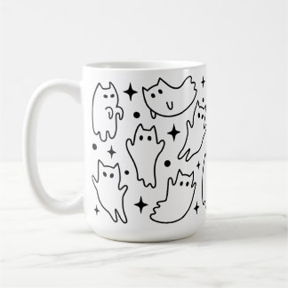 Taza De Café Gracioso Gato Fantasma De Halloween Para Gatos Lov