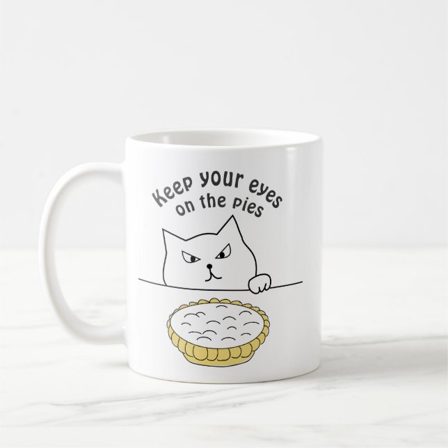 Taza De Café Gracioso gato furtivo después del Ilustracion crea (Izquierda)