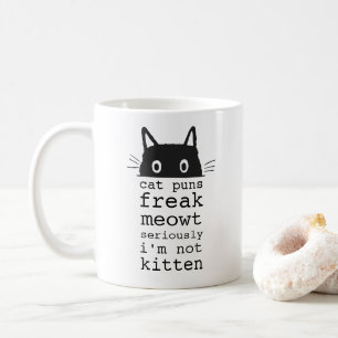 Taza De Café Gracioso gato gracioso de Puns Freak Meowt