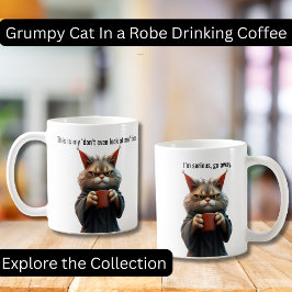 Taza De Café Gracioso gato Grumpy en un café y un roble