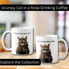 Taza De Café Gracioso gato Grumpy en un café y un roble