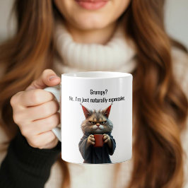 Taza De Café Gracioso gato Grumpy en un café y un roble