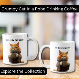 Taza De Café Gracioso gato gruñón en un gato Naranja de café y 
