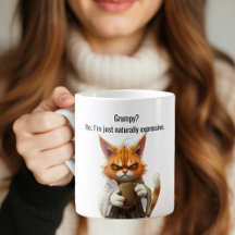 Gracioso gato gruñón en un gato Naranja de café y