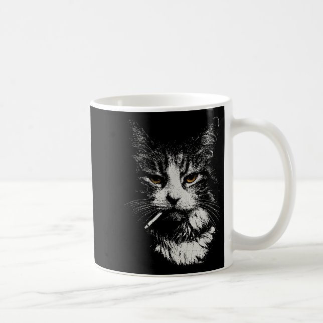 Taza De Café Gracioso gato Guay Fumar divertido meme cigarro Ga (Derecha)