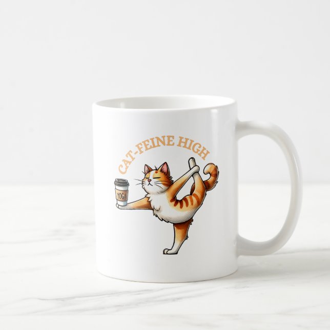 Taza De Café Gracioso gato haciendo yoga (Derecha)