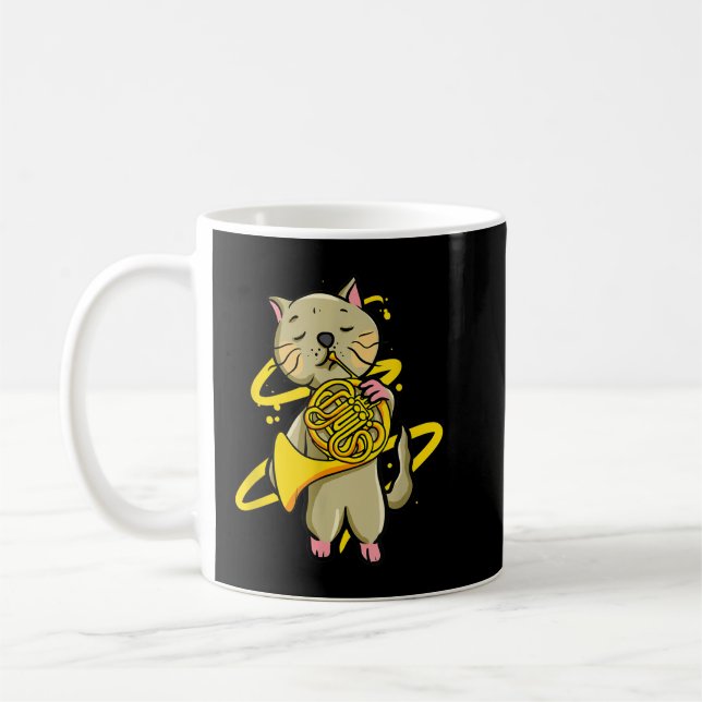 Taza De Café Gracioso gato jugando al instrumento musical del c (Izquierda)
