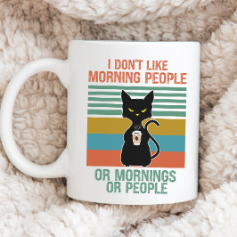 Taza De Café Gracioso Gato Mug, Gato Antisocial, Gato Medio