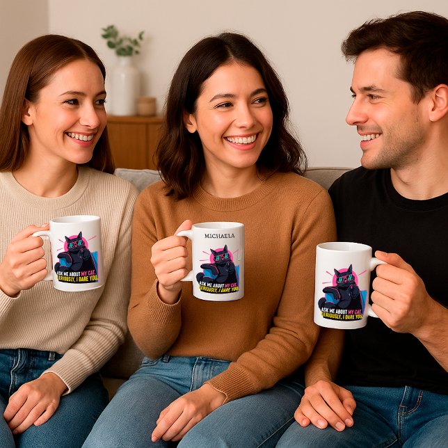 Taza De Café Gracioso Gato Mug - Pregúntame acerca de mi cita p (Subido por el creador)
