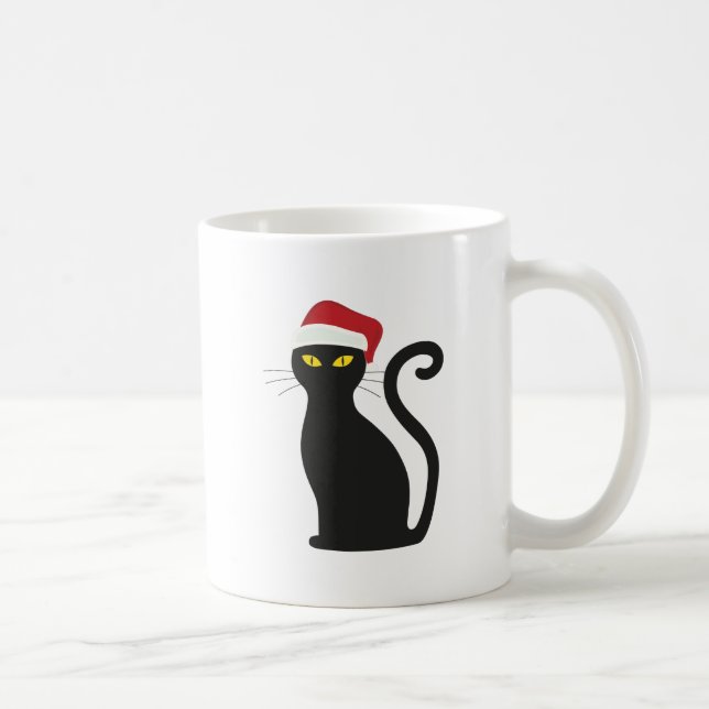 Taza De Café Gracioso Gato Negro Con Santa Hats X-mas Mug (Derecha)