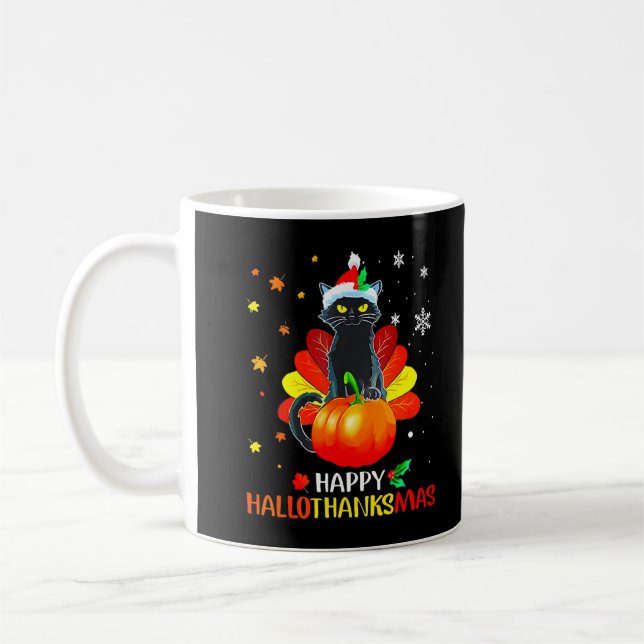 Taza De Café Gracioso gato negro Turquía Hallo-gracias-mas Feli (Izquierda)