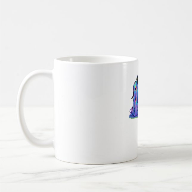 Taza De Café Gracioso gato negro y fantasma Halloween esencial  (Izquierda)