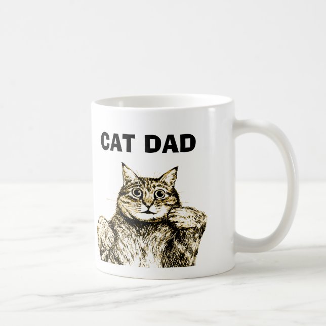 Taza De Café Gracioso gato papá café Mug (Derecha)