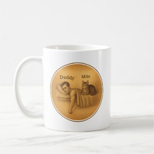 Taza De Café Gracioso gato papá durmiendo Ilustracion
