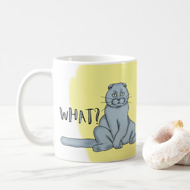 Taza De Café Gracioso gato plegado (Con donut)
