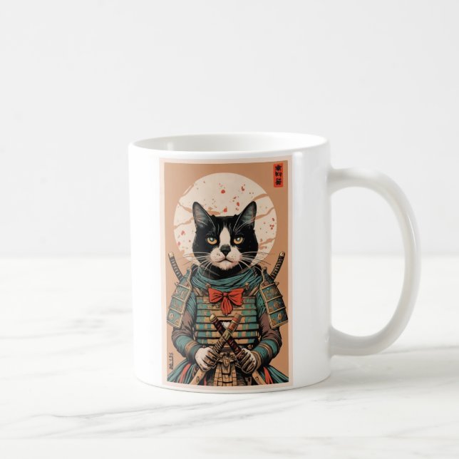 Taza De Café Gracioso gato samurai (Derecha)