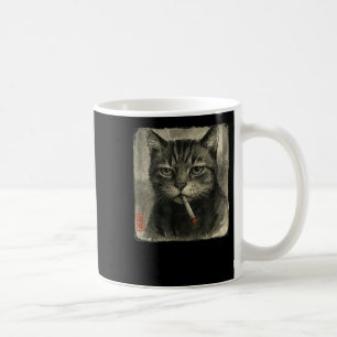 Taza De Café Gracioso gato triste cigarrillo cigarrillo meme Lo