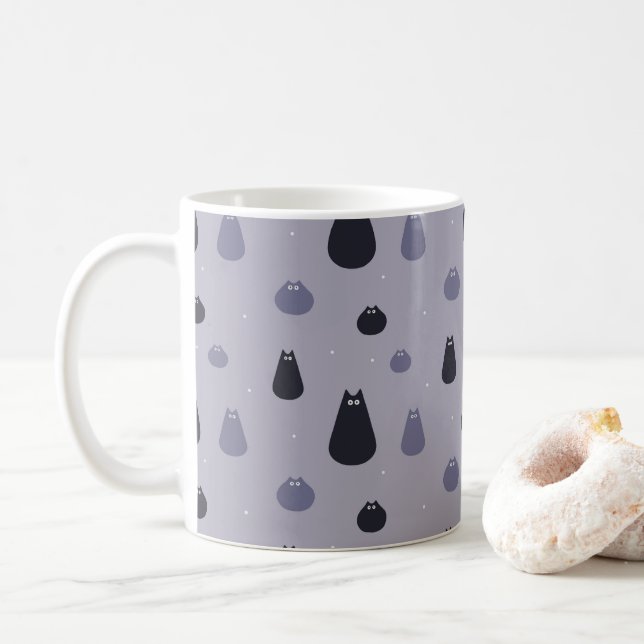 Taza De Café Gracioso Gatos Mug gris (Con donut)